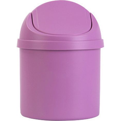 Mini-Abfalleimer aus PP fürs Büro, kompaktes Design mit praktischem Deckel für Zuhause, Küche, Büro, Schlafzimmer, Wohnzimmer, lila.