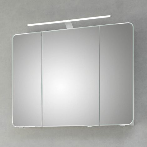 Badezimmer Spiegelschrank mit 3 Türen FES-4005-66 Korpus Lack Quarzgrau, inkl. LED & Steckdose - B/H/T: 90/72/17cm (1/3)