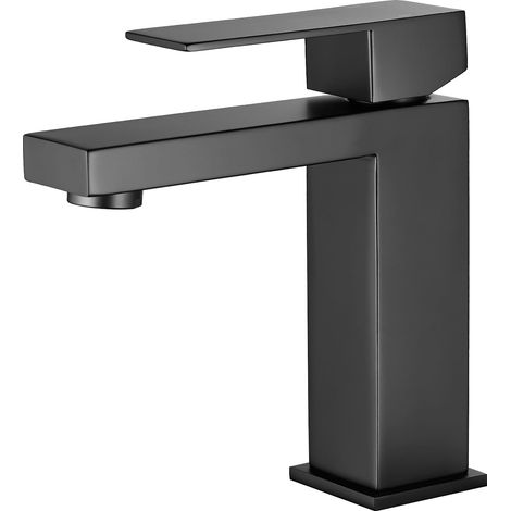 Robinet Salle de Bain Noir Mitigeur Lavabo, Robinets de Salle de Bain Mélangeur 1 Trou, Robinets de Lavabo Monotrou Moderne pour la Salle de Bain, SSRT304DE-MB (1/5)