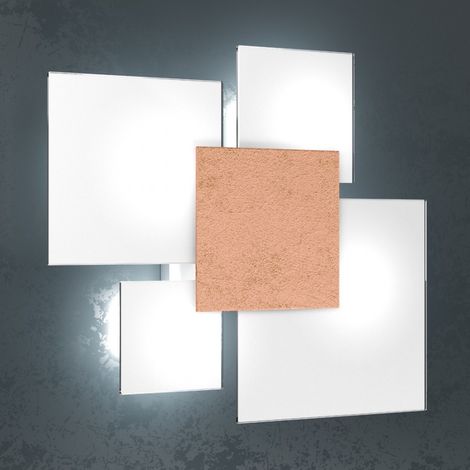 Plafoniera moderna top light upgrade 1148 45 e27 led vetro lampada parete soffitto, colore foglia rame