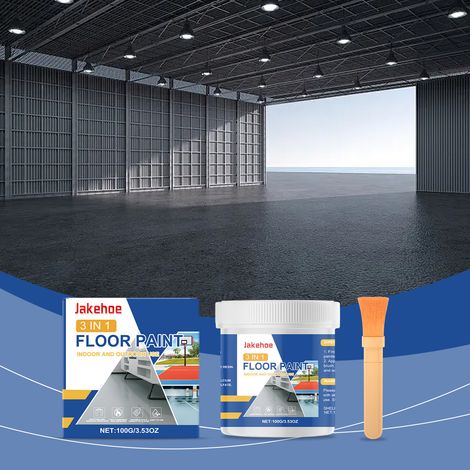 3-in-1-Bodenfarbe: Wasserdicht, abriebfest, wasserdicht, schnelltrocknend, geeignet für Bau und Haushalt – 100 g x 1 + Pinsel x 1 -- DE (1/5)