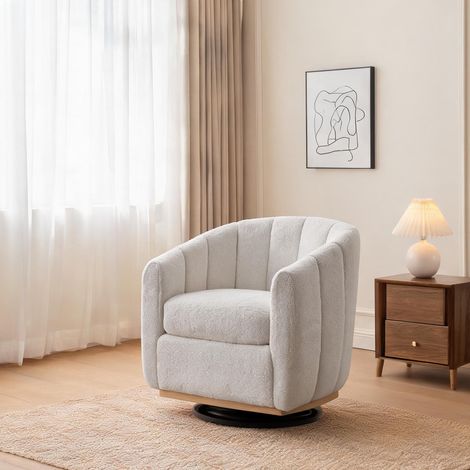 Fauteuil ivory en chenille 81 x 73 x 75,5 cm (1/5)