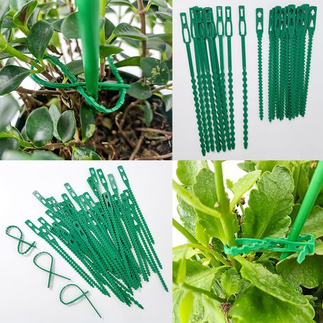 100 Pcs AccrocheTuteurs pour Tomates Arbres Tuteurs de Plantes Attache et Soutien Réglable pour Plantes Serrecâble Lien en Plastique pour Jardinage Bricolage 23CM