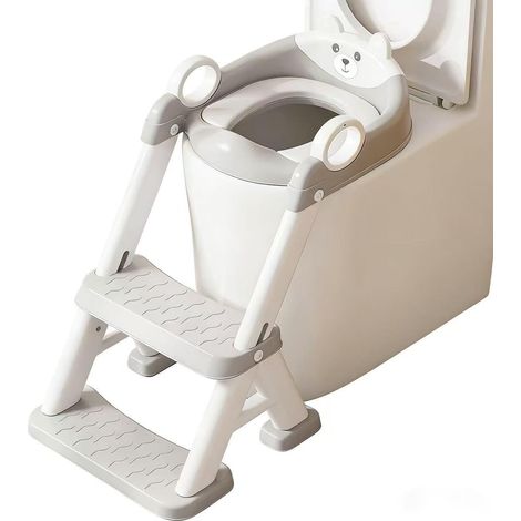 Réducteur de toilettes pour enfant - Hauteur réglable sur 6 niveaux - Matériau PP/TPR/PVC - Bleu/jaune - 54 x 35 x 20 cm - Gris (1/5)