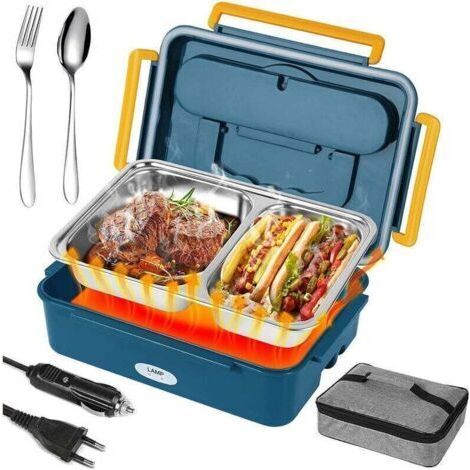 Lunch box chauffant 3 en 1 - Isotherme - Boîte repas gamelle chauffante - 1,2L - Isotherme électrique 220V 12V-24V - 25x18x8cm (LxPxH) (1/4)