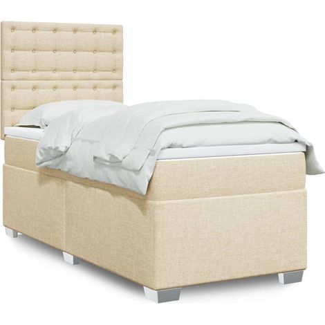 Boxspringbett mit Matratze Creme 90x190 cm Stoff
