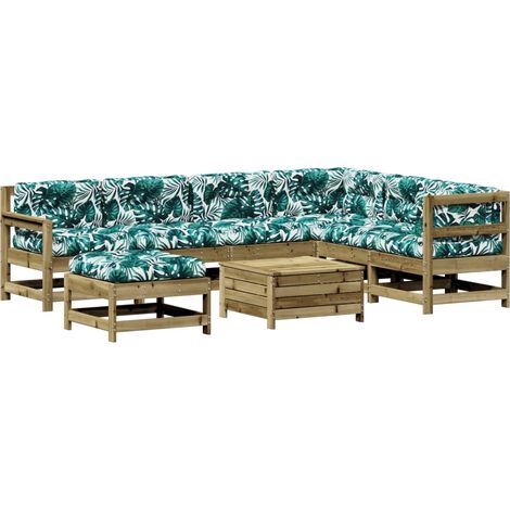 vidaXL Set Divani da Giardino 8pz con Cuscini Legno Impregnato di Pino (1/5)
