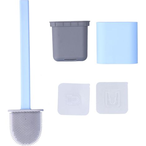 Set de Brosse de Toilettes Murale pour Salle de Bain - Nettoyage Maison Hôtel Bleu Clair (1/5)