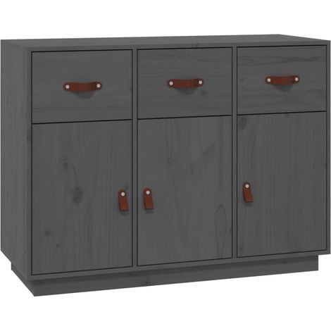 vidaXL Buffet Grau 100x40x75 cm Massivholz Kiefer