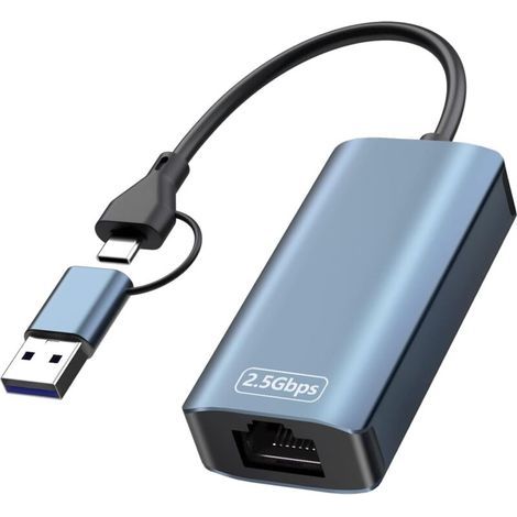 Adaptateur USB vers Ethernet 2.5G, 2.5Gbps Adaptateur Ethernet USB C 100/1000/2500 Mbps, Adaptateur LAN pour MacBook Pro, iPad Pro, iPhone16 15, Windows, Linux (1/5)