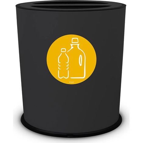 Pattumiera a Bidone per Raccolta Differenziata Ø35x40 cm 2 Scomparti 38 L Totali in Metallo Verniciato Nero