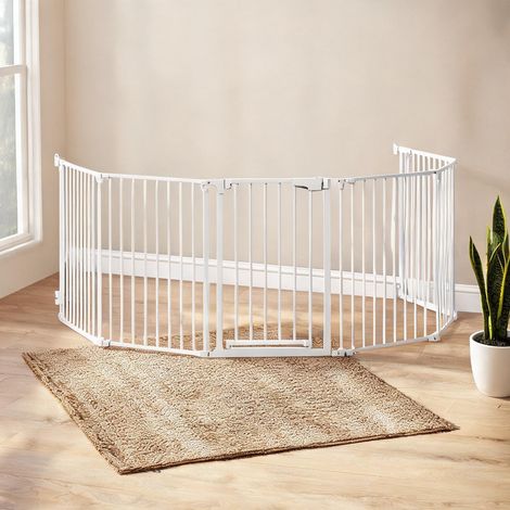 Barrière de protection pour chien 6 panneaux avec porte pliable (1/5)