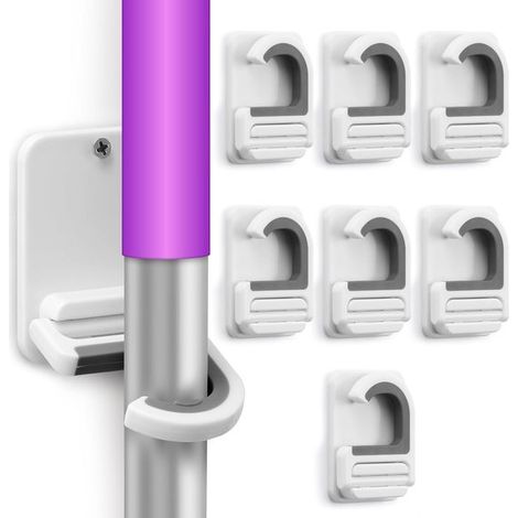 Besen und Mopphalter 8 Stück Selbstklebend Besenhalter Aufhängesystem für Gartengeräte Besenaufhängungssystem Besenhalter für Mopps/Besen/Garteng (1/5)
