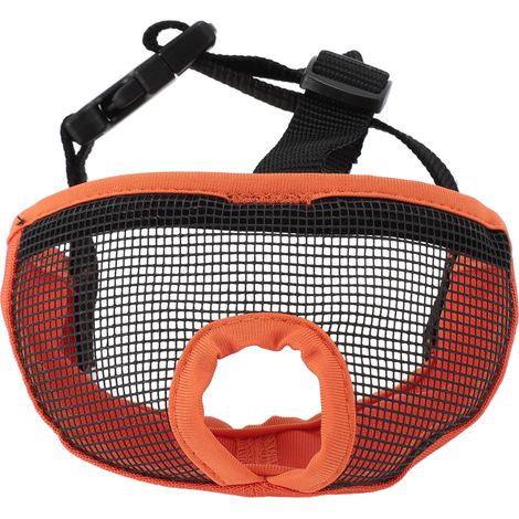 Muselière pour chien à museau court, douce, confortable, respirante, visage plat, bouledogue pour mordre, mâcher, lécher, orange S (1/5)