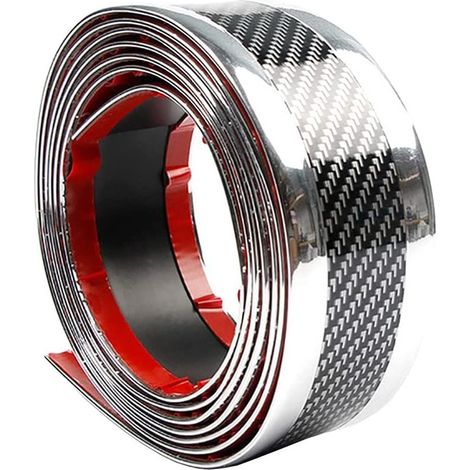 Adhesivo de fibra de carbono plateada para umbral de puerta de coche, 5 cm x 3 m, adhesivo autoadhesivo, protector de parachoques. (1/5)