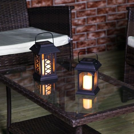 Decorative Solar Lantern for Outdoor, Solar Table Lamp or Outdoor Hanging Lantern in Matte Black (1/5)