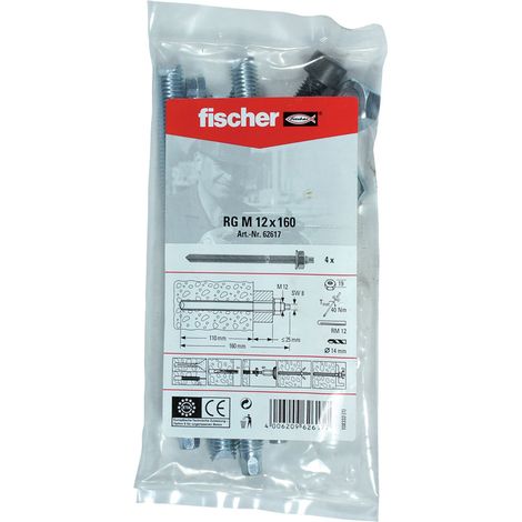 Fischer 4x tige d'ancrage RG M 12 x 160 B sachet - 062617