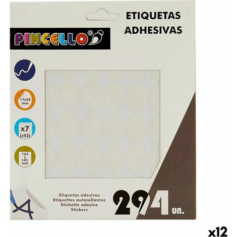 Klebeetiketten Pincello Weiß 17 x 4 x 19 cm 17 x 24 mm Oval (12 Stück) (1/3)