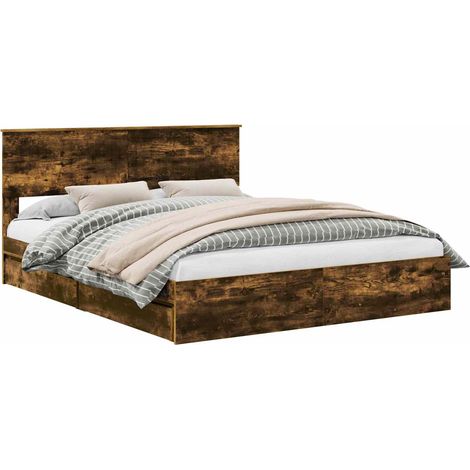 Maison Exclusive - Letto con Contenitore con testiera Rovere fumé 160 x 200 cm