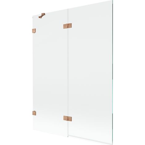 Paroi de baignoire pliante gauche Mexen Lunar 2 volets 130 x 150 cm, transparent, cuivre brossé - 897-130-100-65-00-L (1/5)