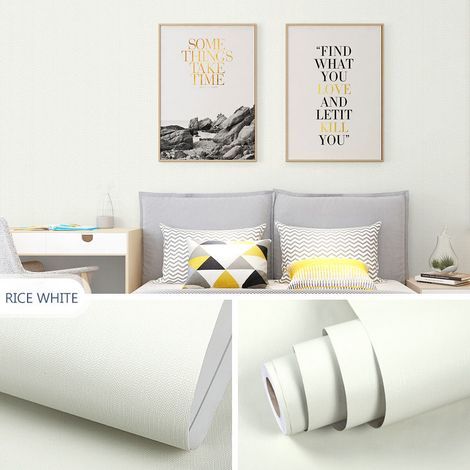 Plain Beige Wallpaper Self-Adhesive Wallpaper Decorative Wall Paper Waterproof Removable Sticker Roll Adhesive Film for Furniture Kitchen Living Room Countertop Wardrobe Shelf Bedside Table 45CM10M (1/5)