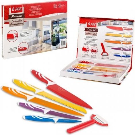 Set de couteaux et éplucheur - ROYAL - Céramique - 5 pièces - Design ergonomique - Blanc
