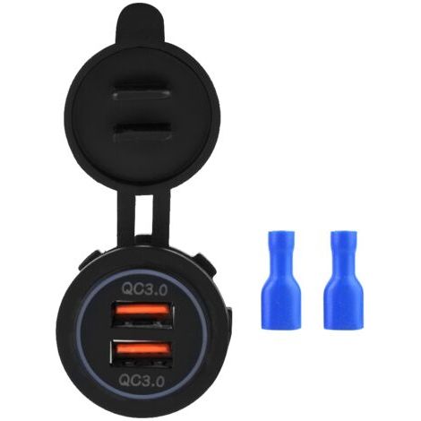 Cargador rápido para coche, resistente al agua QC3.0 12-24V negro para motocicleta (1/5)