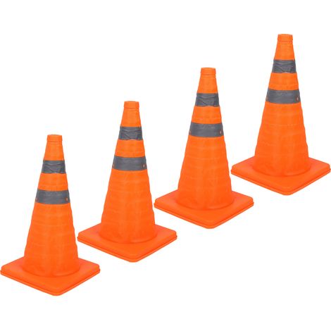 4 cônes de signalisation 45cm réfléchissants 360° pliables base PP tissu Oxford imperméable sécurité (1/5)
