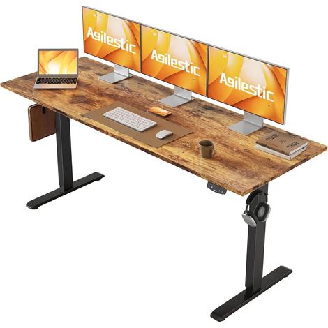 Höhenverstellbarer Schreibtisch 160x60cm Elektrisch Memory-Handsteuerung Braun (1/5)