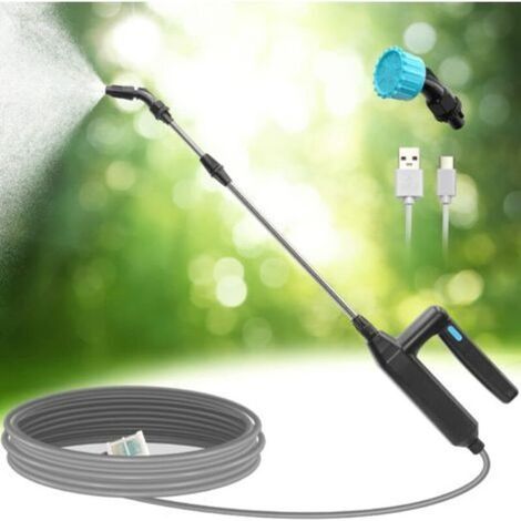 Pulvérisateur électrique, Lance Telescopique Pulverisateur Electrique Toiture, USB Rechargeable Pulvérisateur Jardin, Portable Pulvérisateur Jardin avec Buses et 2/3/5/8 M de Tuyau (B,3 M Tuyau) (1/5)