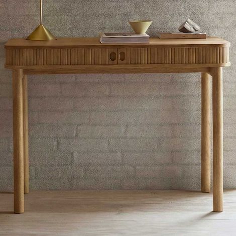 Bureau Langley - 100x50x75 cm - avec rangement - placage de chêne