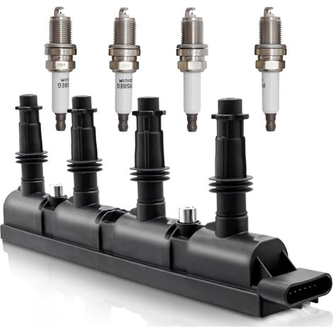 TONYSA Ignition Coil UF669 and 4 Double Iridium Spark Plugs 1675 Compatible with Cruze, Sonic, Trax, Encore, D521C PFR7S8EG 55577898, with and for Sonic 1.4L Turbo 2012-2020, ELR 1.4L 2014-2016
