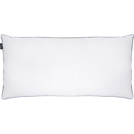 Cuscino basso a triplo scomparto in cotone con Imbottitura in piuma d'oca Bianco 40 x 80 cm Teide