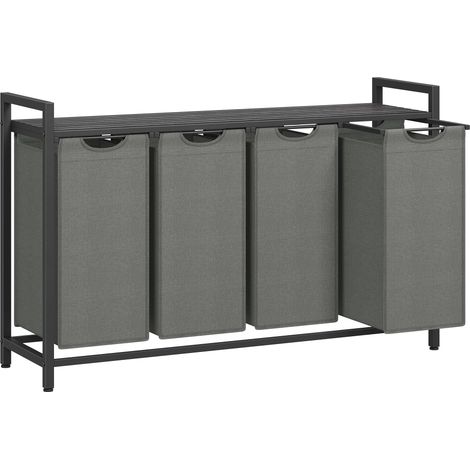 Panier à Linge 4 Compartiments 160 L, Étagère, Cadre en Métal (1/5)