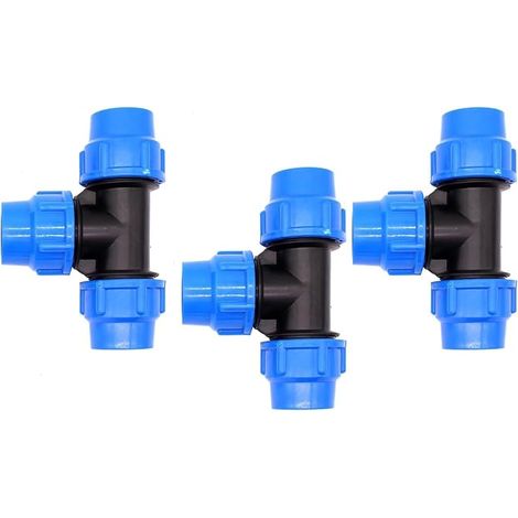 Raccord Coudé PE 25 mm x 25 mm, Raccord Coudé à 90 Degrés, Tuyau PE pour Tuyau d’eau PE80 PE100 Connecteur de Plomberie à Compression PN16, Compatible Irrigation et eau potable (Raccord en T) (1/5)