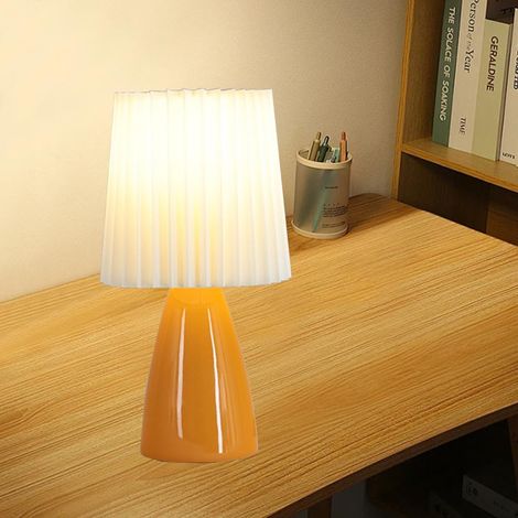 Lampe de table LED en céramique avec corps nervuré, abat-jour (1/5)