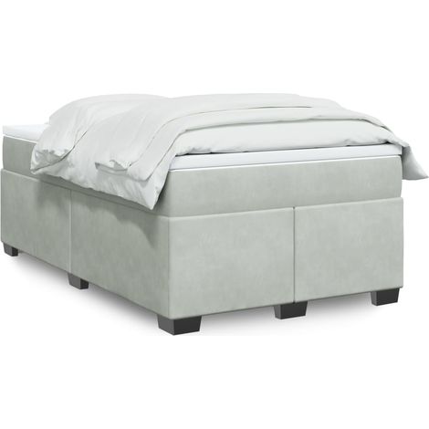 Boxspringbett mit Matratze Hellgrau 120x200 cm Samt