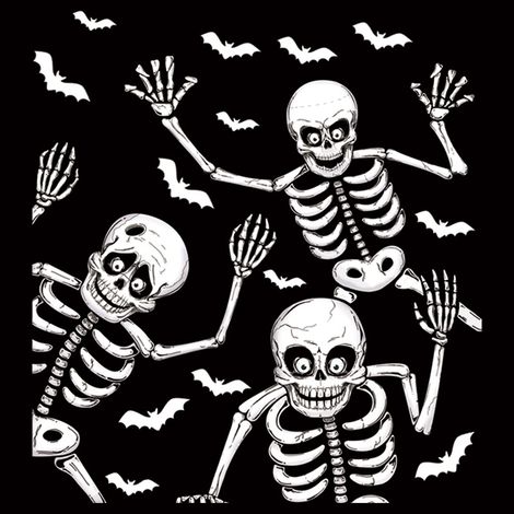 Set mit 4 Bögen Halloween-Dekorationen, Fensteraufklebern, Skeletten und Geistern (1/3)