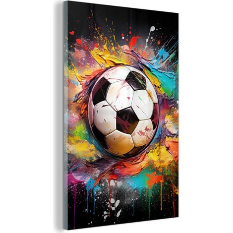 TABLEAU EN PLEXIGLAS Football - Peinture - Couleurs - Noir - Blanc Décoration Chambre 40x60 (1/5)