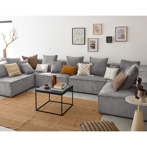 Colombine - modulare wohnlandschaft - 7 sitzplätze - aus cordstoff - hellgrau