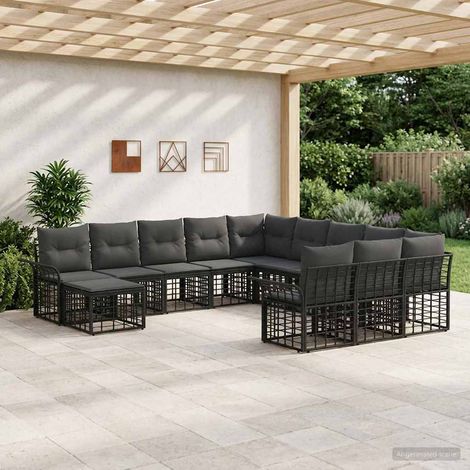 vidaXL Ensemble de canapé de jardin 12 pcs Noir et Gris foncé