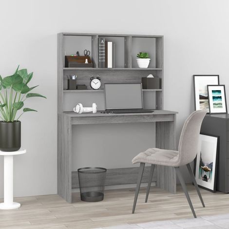 vidaXL Scrivania Mensole Grigio Sonoma 102x45x148 cm Legno