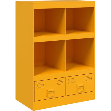 Buffet  Meuble de rangement jaune moutarde 67x39x95 cm acier (1/5)