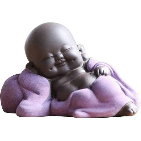 Petite figurine délicate en céramique chinoise représentant un Bouddha joyeux, décoration pour voiture-E