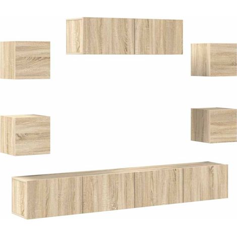 Maison Exclusive - 7-tlg. TV-Schrank-Set Sonoma-Eiche Holzwerksto