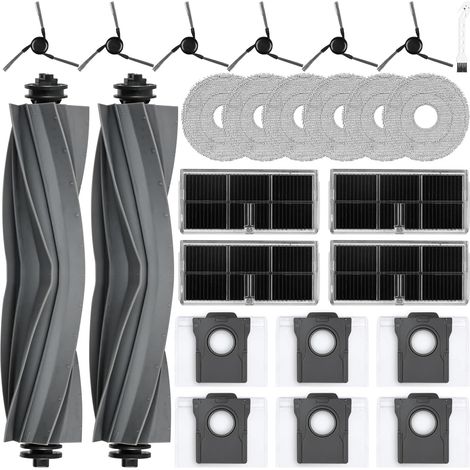 25 Stück Zubehörset für Mova E40 Ultra Saugroboter, 2 Hauptbürsten 6 Wischtücher 6 Staubbeuteln 6 Seitenbürsten 4 HEPA Filter 1 Reinigungsbürste 1 Schraubenzieher (1/5)