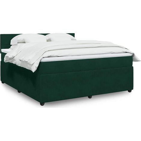 Boxspringbett mit Matratze Dunkelgrün 180x200 cm Samt (1/5)