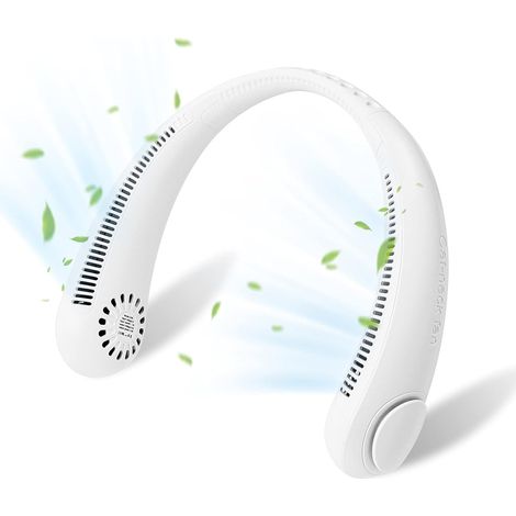 Ventilateur USB, Ventilateur Portable Cou sans Feuilles, Ventilateur de Poche Réglable à 3 Vitesses, Mini Ventilateur USB Silencieux (blanc) (1/5)