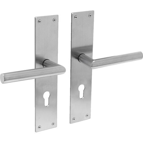 Intersteel Türdrücker Jura auf Schild 250x55x2 mm PZ 72 mm Edelstahl gebürstet (1/2)
