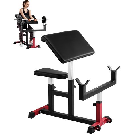 Banc à Biceps Charge Maximale de 200 kg, Pupitre à Biceps pour Entraînement avec Haltères et Barre d’Haltères, Banc de Musculation de Bras, Équipement de Gym Salle de Sport, pour Fitness (1/5)